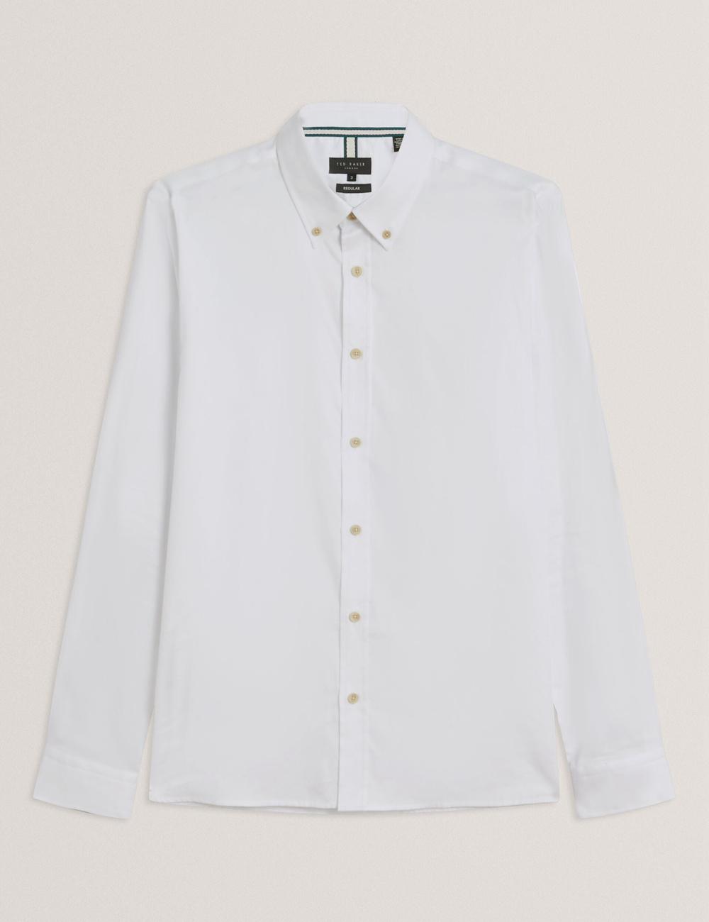 White Ted Baker ALLARDO - Regular Fit Cotton Oxford Men Casual Shirts | SG  1650-XBZYN
