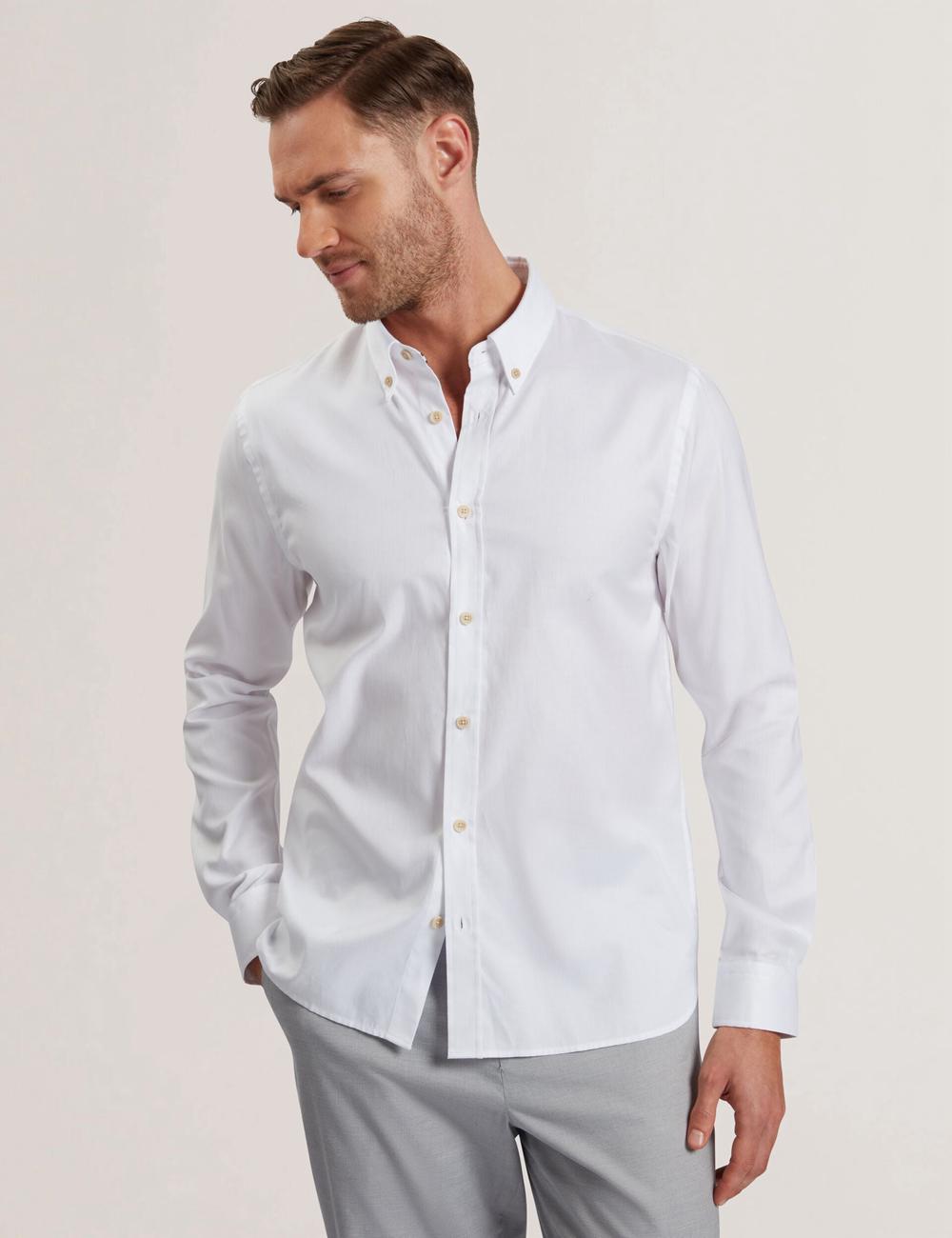 White Ted Baker ALLARDO - Regular Fit Cotton Oxford Men Casual Shirts | SG  1650-XBZYN