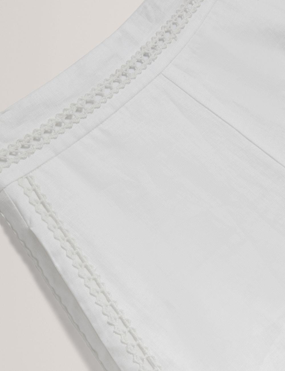 White Ted Baker BUCCIA - Crochet Trim High Waisted Linen Women Shorts | SG  5864-ZTEVD