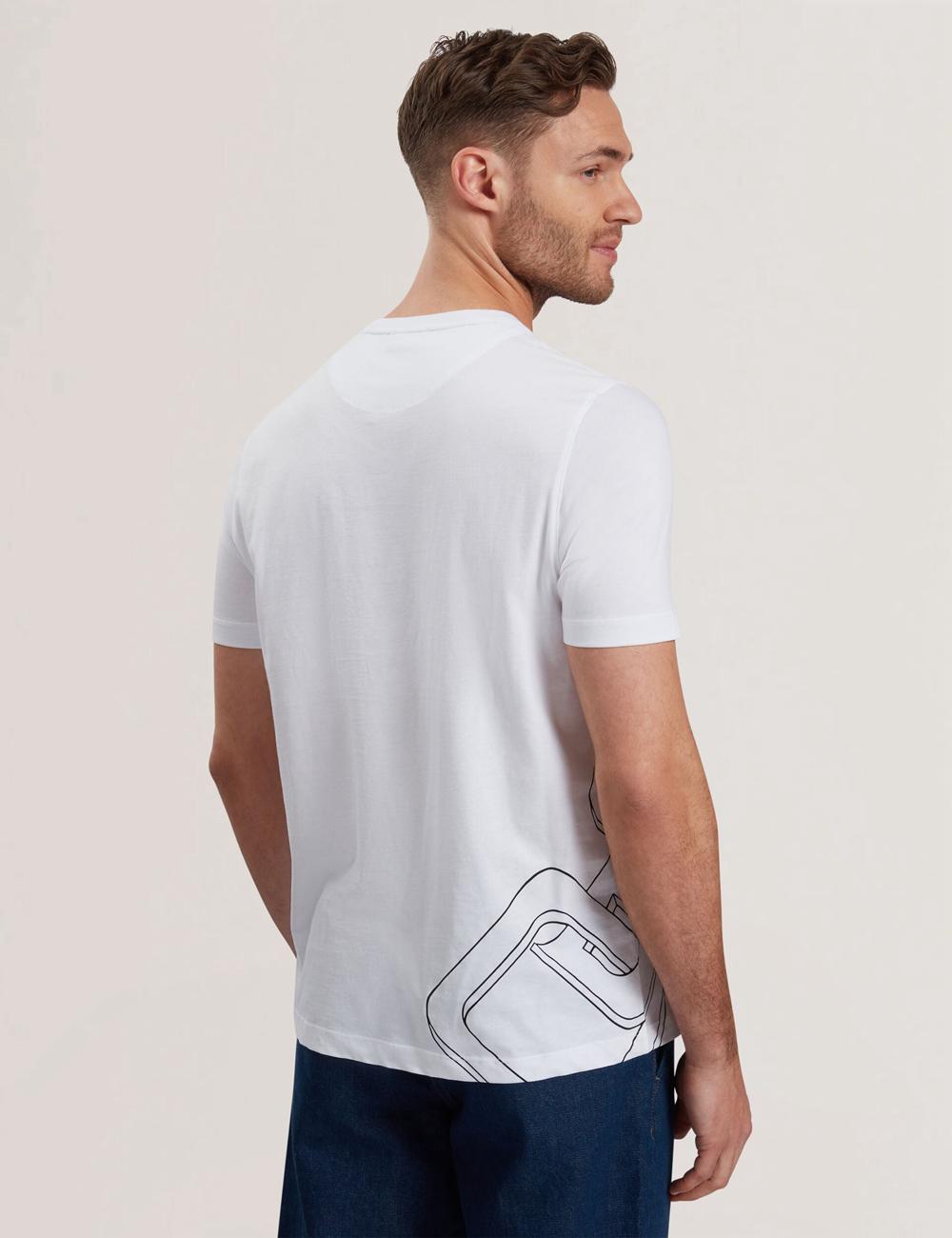 White Ted Baker CRAIGEY - Logo Graphic Crew Neck Cotton Men T-Shirts | SG  7830-XLFJE