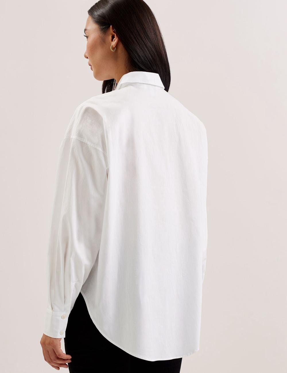 White Ted Baker IZOTE - Oversized Drop Shoulder Bib Detail Women Casual Shirts | SG  1568-BIUTV