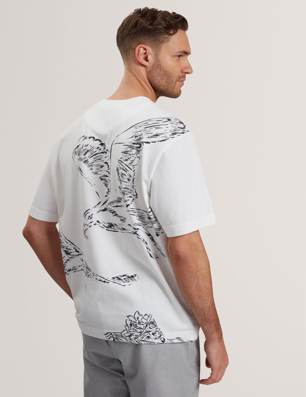 White Ted Baker JAMESIO - Short Sleeve Graphic Seagull Men T-Shirts | SG  5927-VXKGA