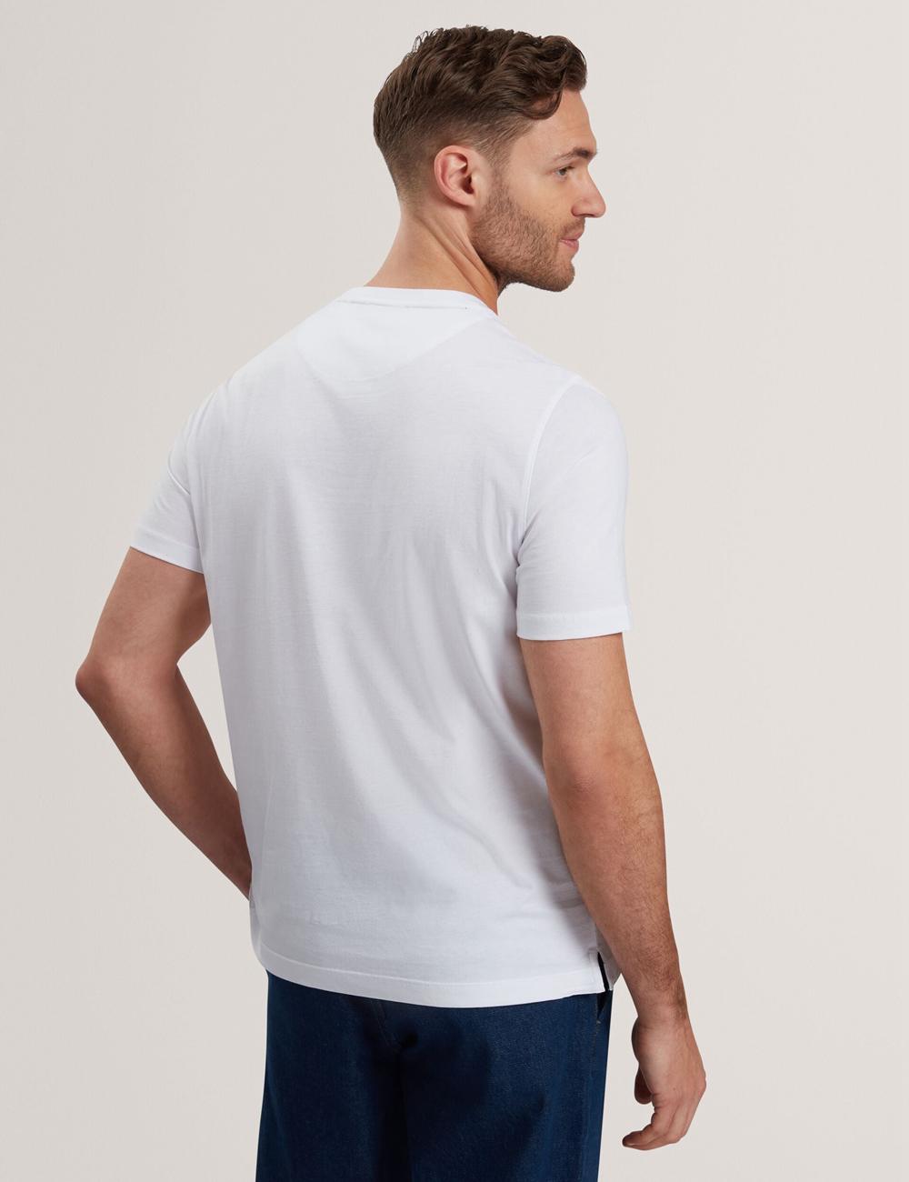 White Ted Baker JUSTINO - Branded Box Print Graphic Cotton Men T-Shirts | SG  8461-MGCOU