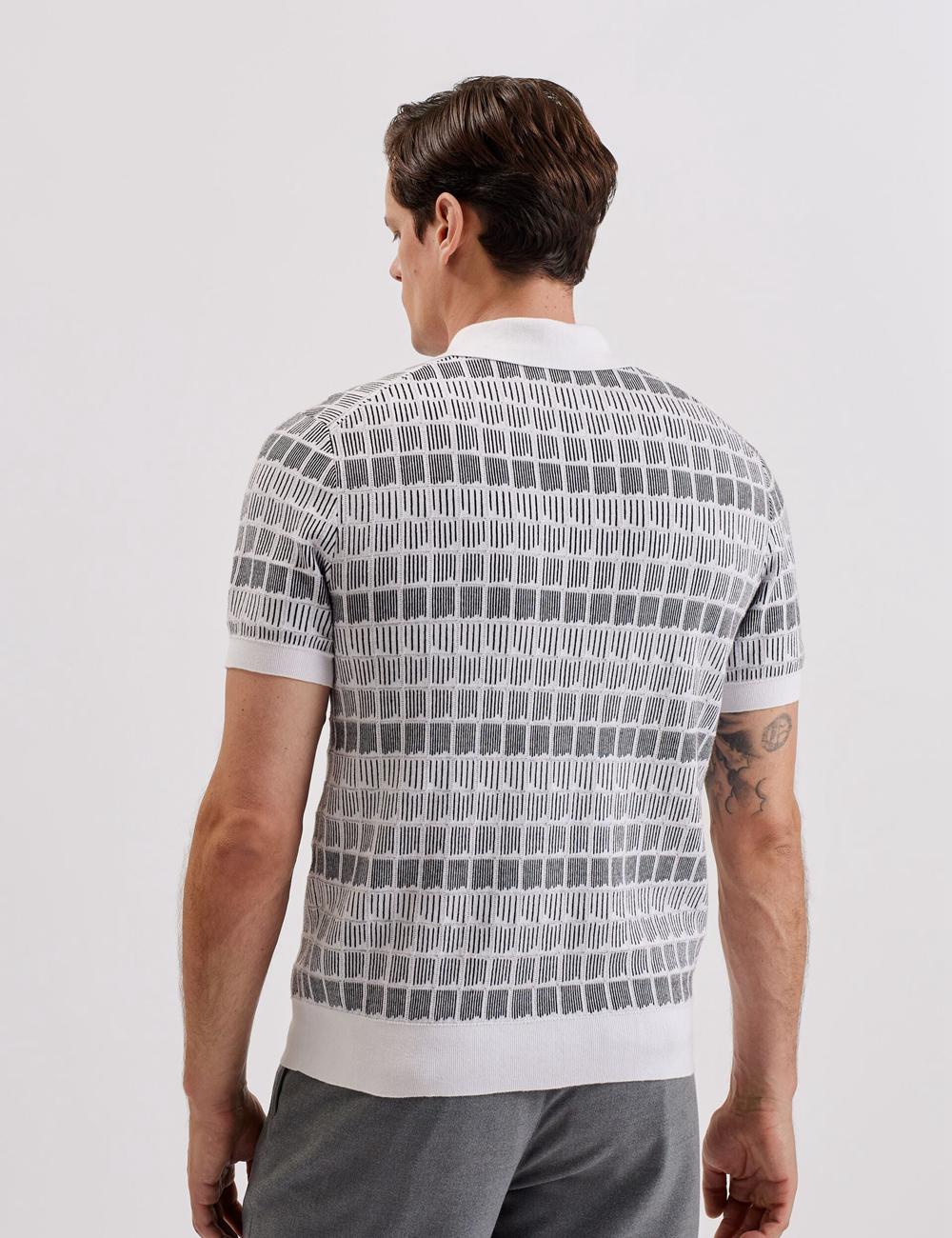 White Ted Baker LEVERS - Ombre Jacquard Zip Neck Men Polos Shirts | SG  0194-UFIZV