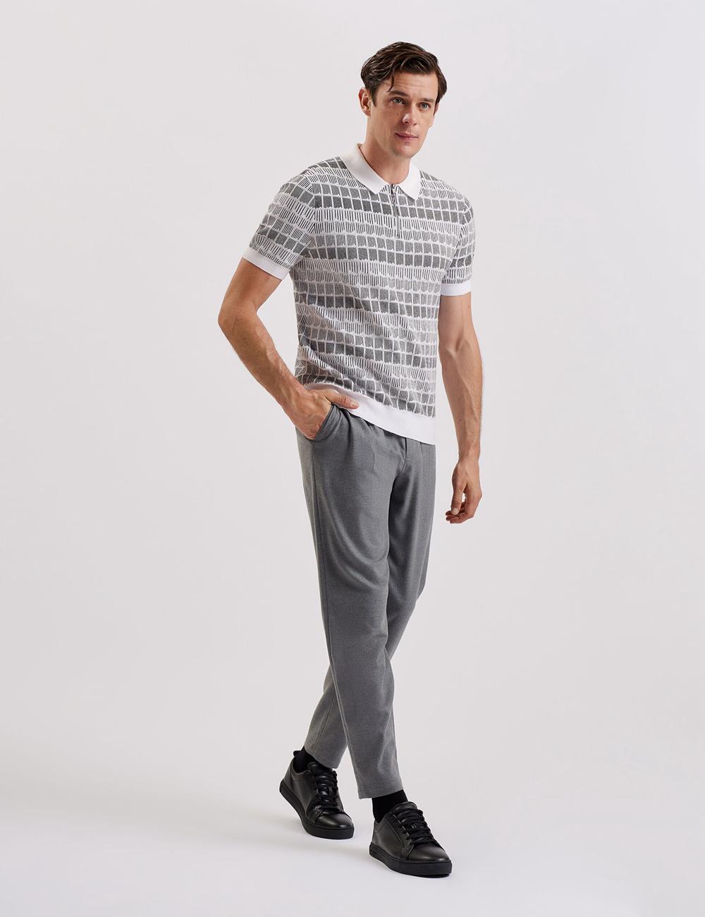 White Ted Baker LEVERS - Ombre Jacquard Zip Neck Men Polos Shirts | SG  0194-UFIZV