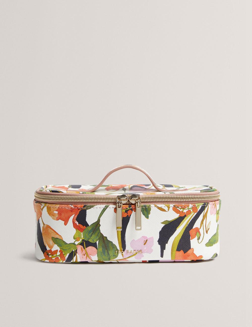 White Ted Baker LOUIAA - Floral Printed Small Top Handle Women Wash Bags | SG  4259-BRCMS