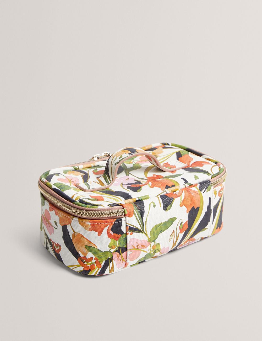 White Ted Baker LOUIAA - Floral Printed Small Top Handle Women Wash Bags | SG  4259-BRCMS