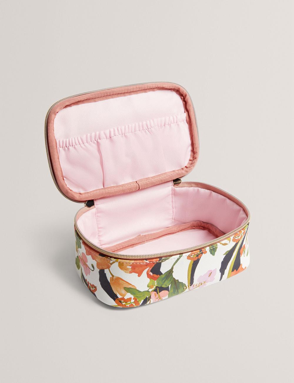 White Ted Baker LOUIAA - Floral Printed Small Top Handle Women Wash Bags | SG  4259-BRCMS