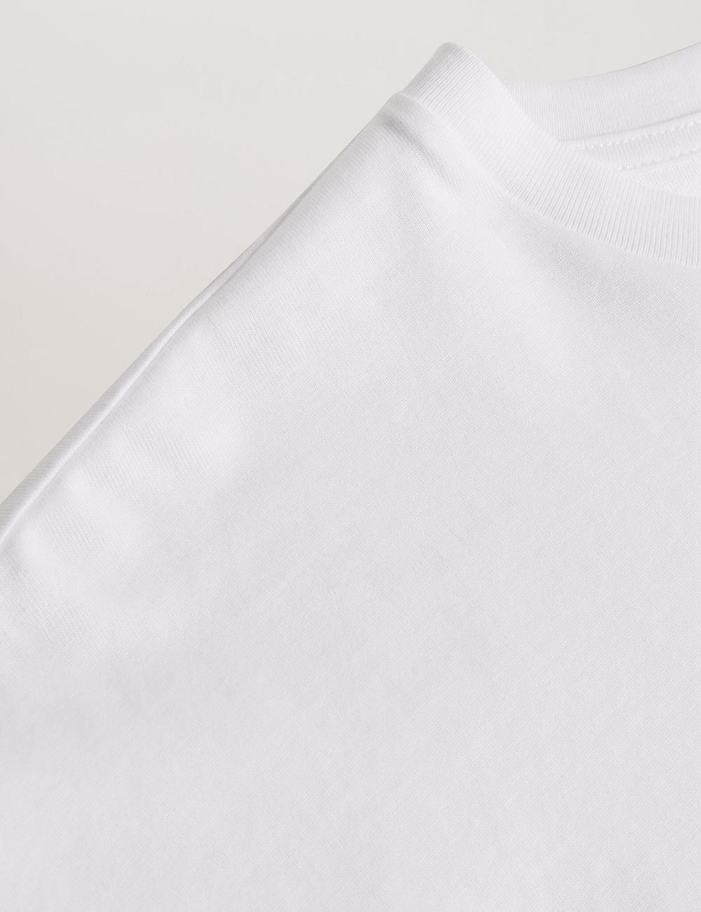 White Ted Baker MALORRY - Embroidered Logo Boxy Cotton Women T-Shirts | SG  9426-RJICE