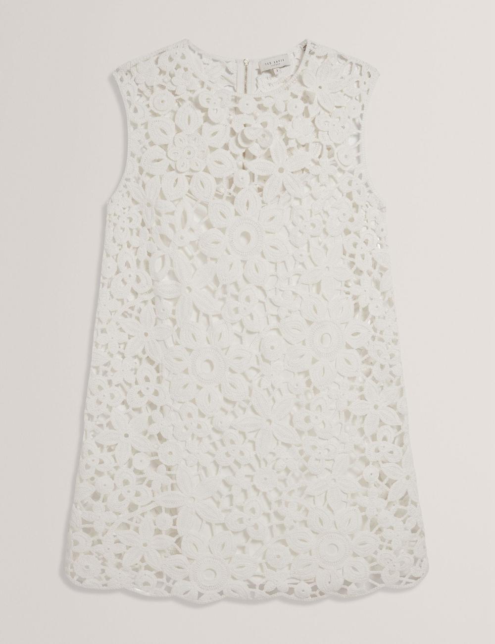 White Ted Baker MIIKKA - Crochet Sleeveless Shift Women Mini Dresses | SG  4867-EDQRX
