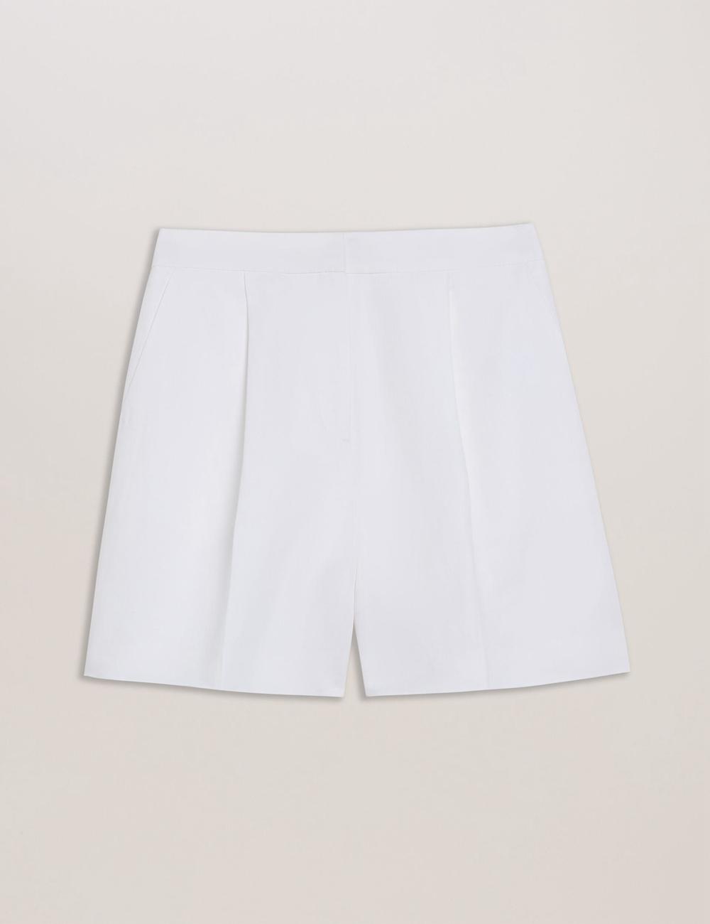 White Ted Baker MUSUBSH - High Waisted Pleated Tailored Women Shorts | SG  2765-KGRBW