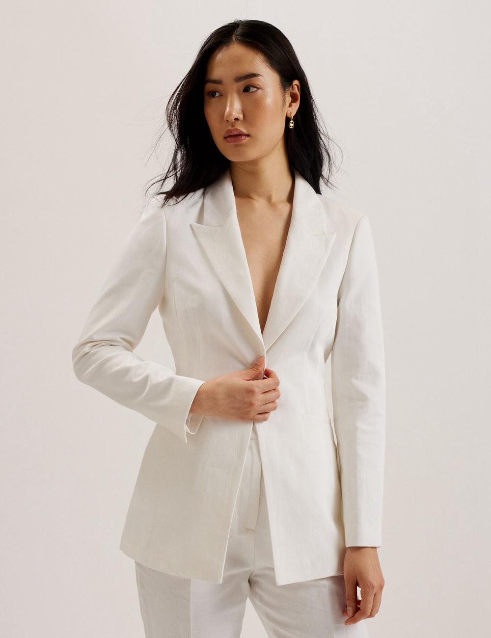 White Ted Baker MUSUB - Tailored with Faux Pockets Women Blazers | SG  6270-JBQOW