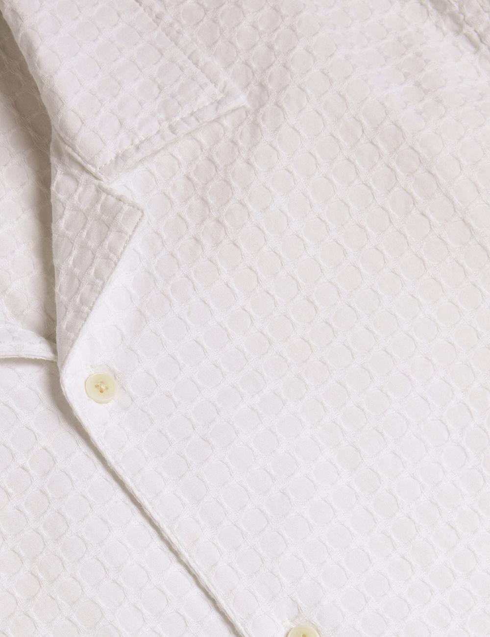 White Ted Baker OISE - Textured Grid Cotton Short Sleeve Men Casual Shirts | SG  6923-MSRCL