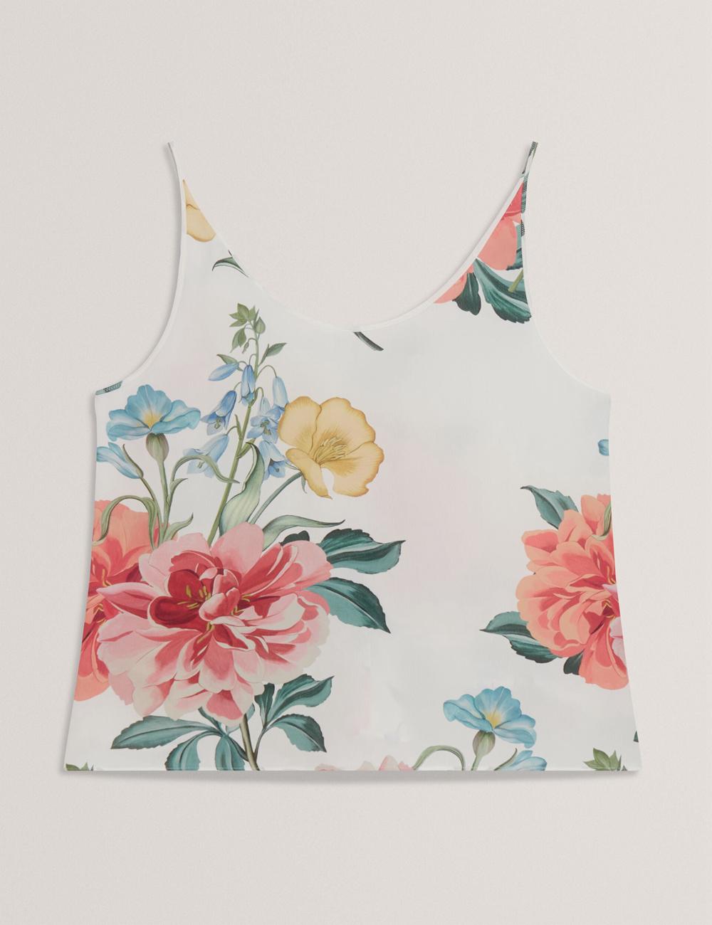 White Ted Baker PURRLA - Floral Print Scoop Neck Sleeveless Women Tops | SG  3056-SEZJB