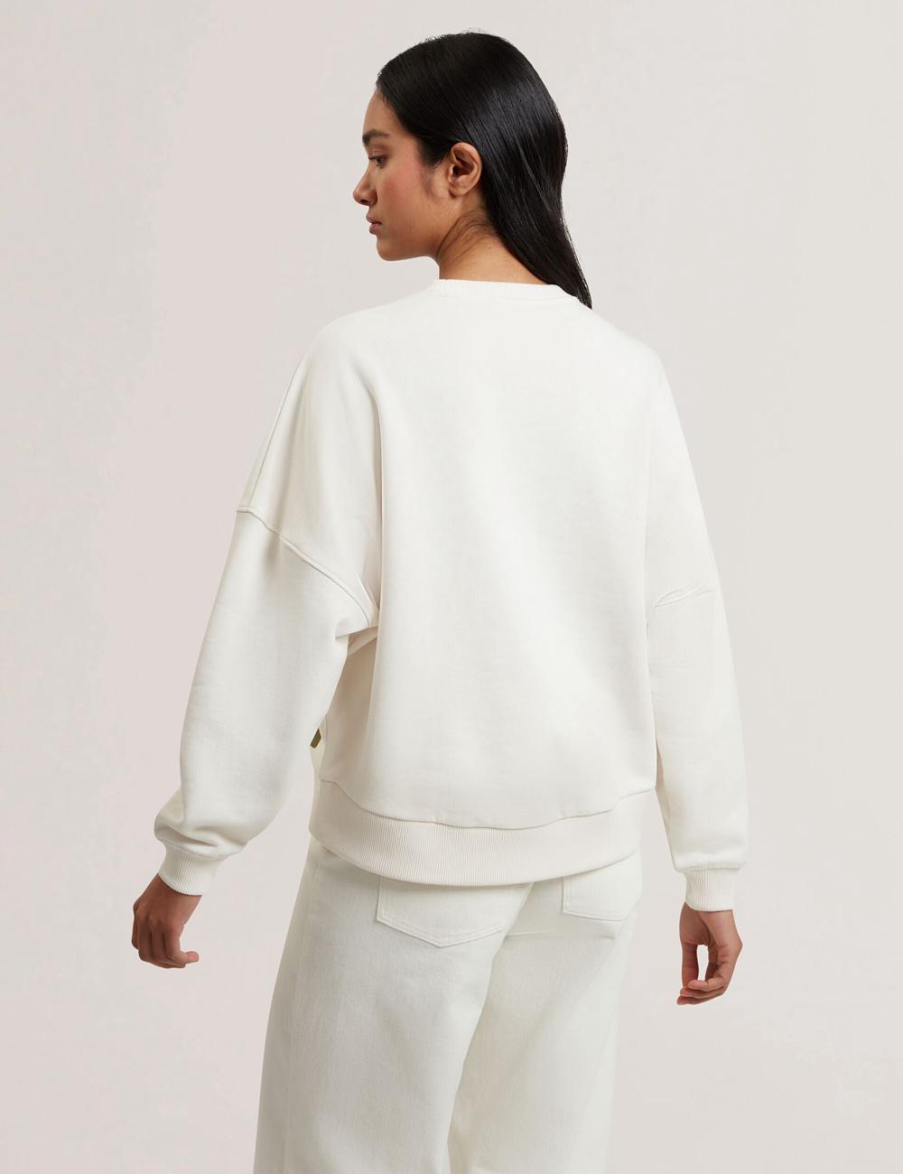 White Ted Baker SANDERR - Tufted Floral Graphic Cotton Women Sweatshirts | SG  3028-JVYWN