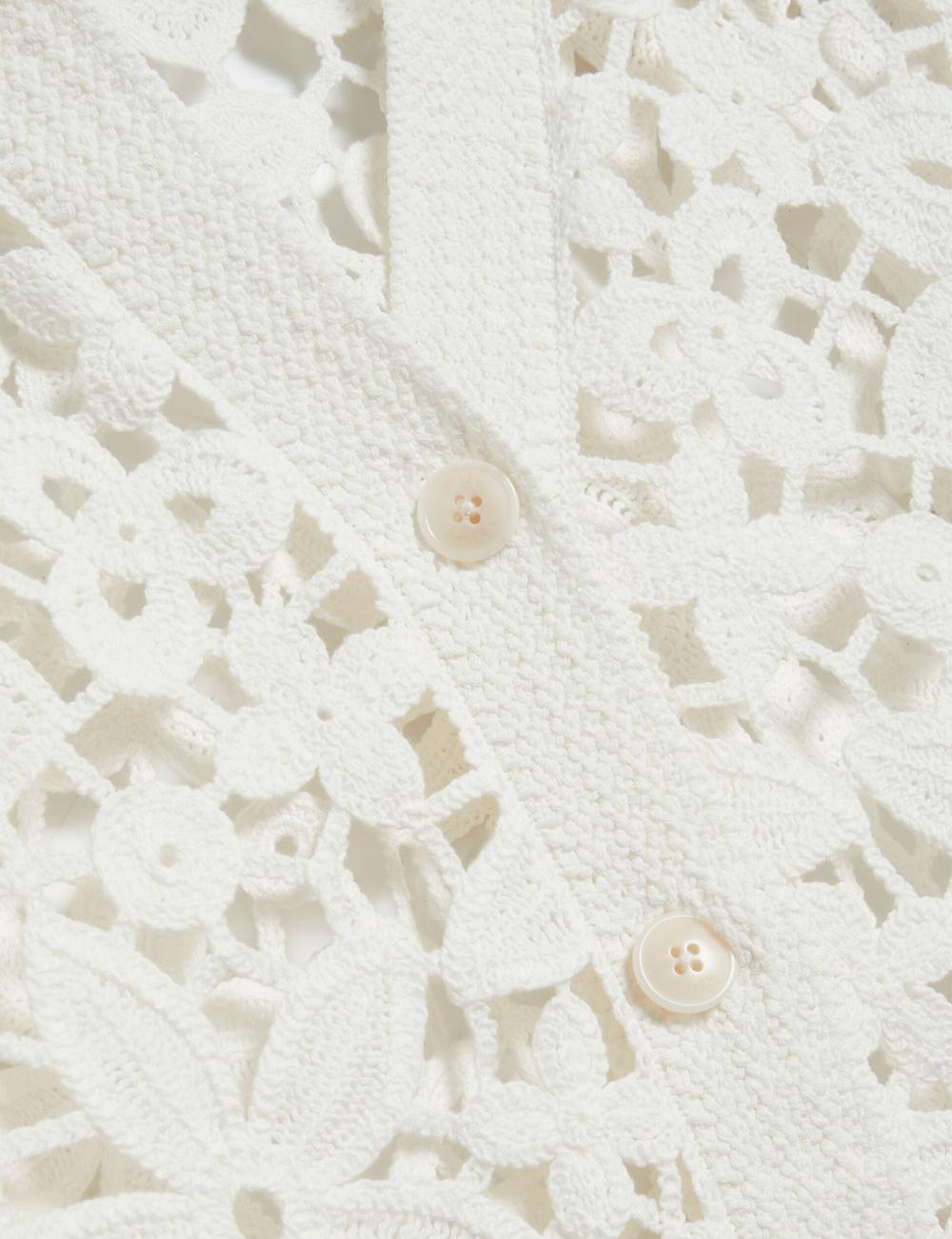 White Ted Baker TARLI - Crochet Open Knit Longline Women Cardigans | SG  0716-VZGRJ