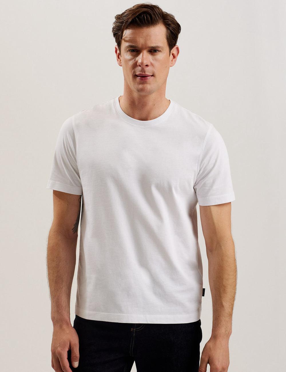 White Ted Baker TYWINN - Classic Crew Neck Cotton Men T-Shirts | SG  1682-PIUCR