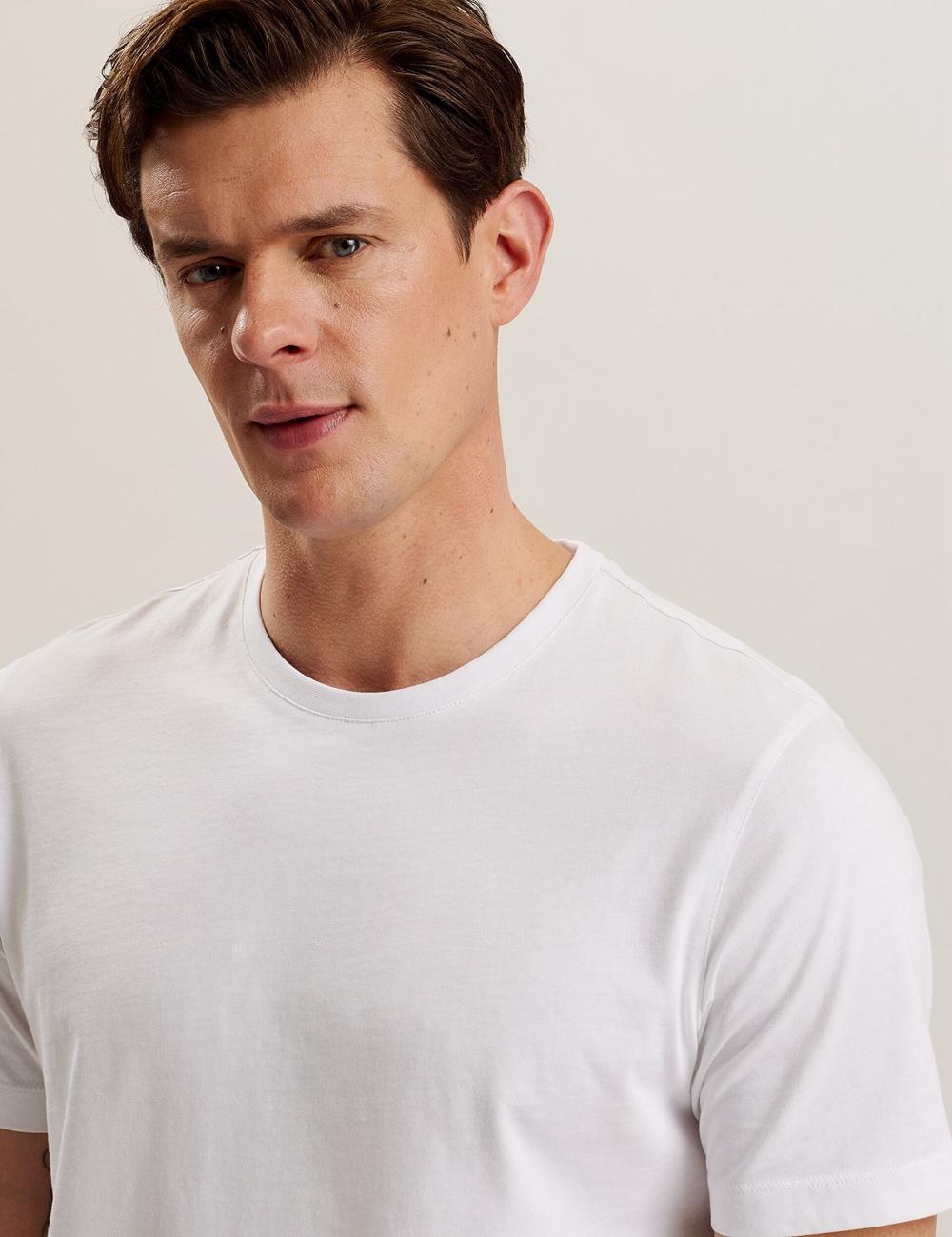 White Ted Baker TYWINN - Classic Crew Neck Cotton Men T-Shirts | SG  1682-PIUCR