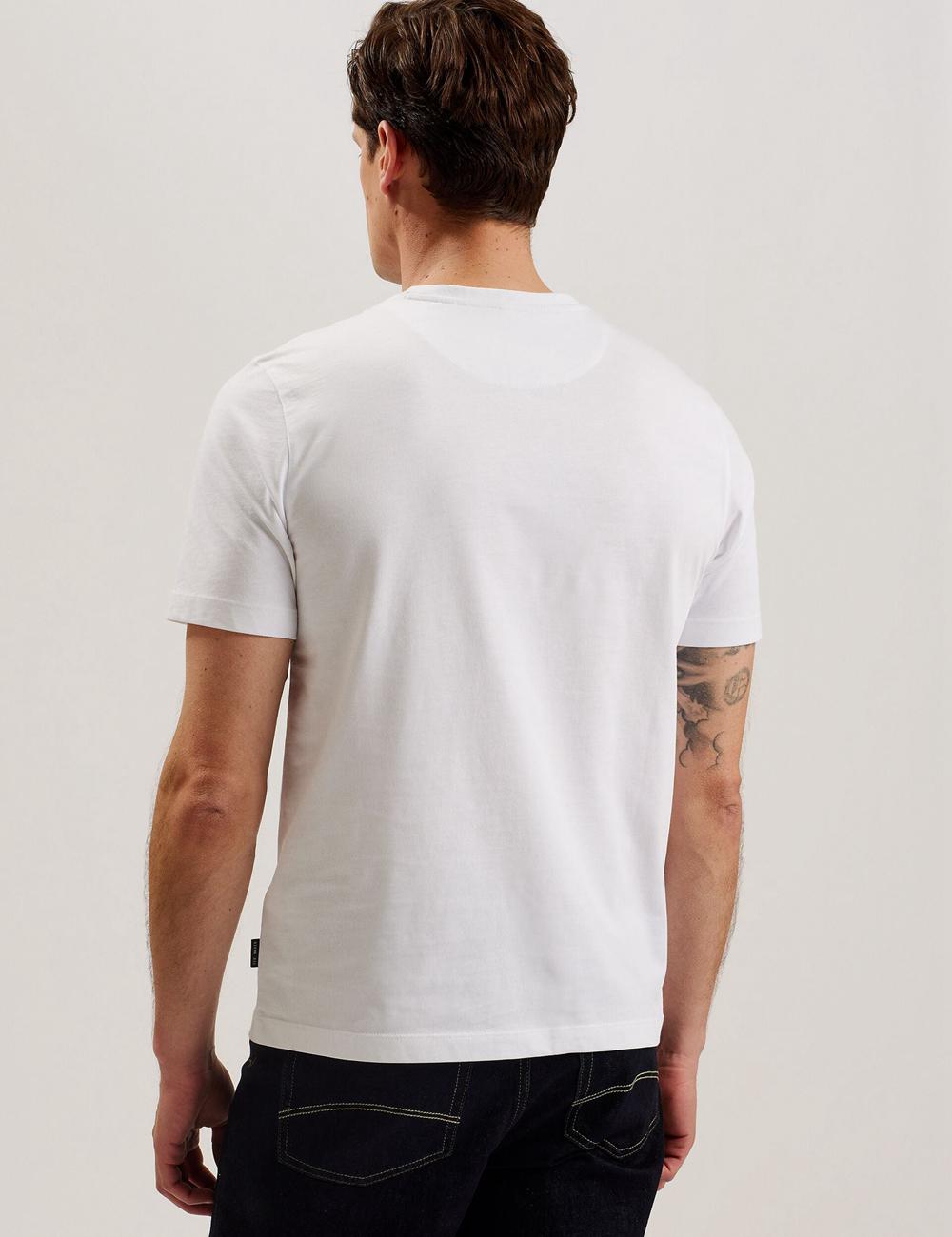 White Ted Baker TYWINN - Classic Crew Neck Cotton Men T-Shirts | SG  1682-PIUCR